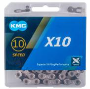 Цепь велосипедная KMC X10, 1/2" x 11/128", 116 звеньев, Gray Nickel, 10 speed