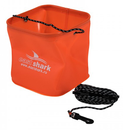 Ведро для замеса прикормки East Shark квадратное 24х24см оранжевое
