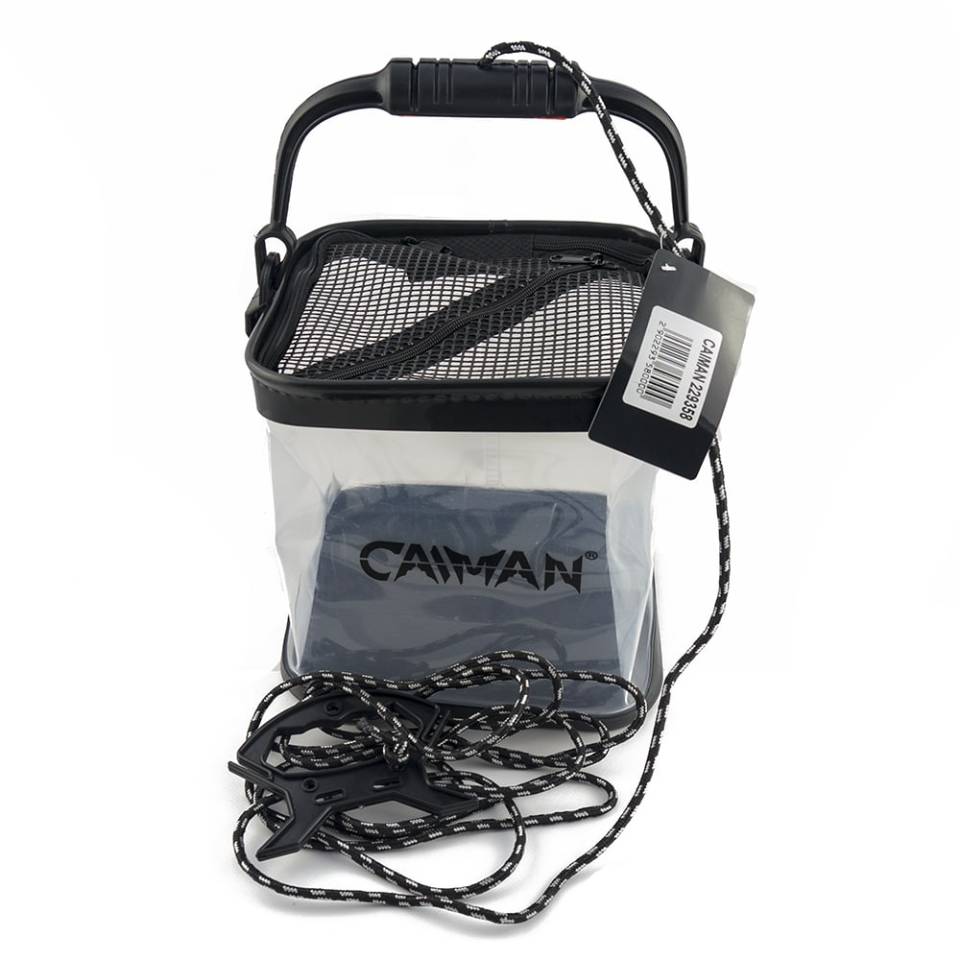 Ведро складное прозрачное Caiman EVA 10л с крышкой-сеткой