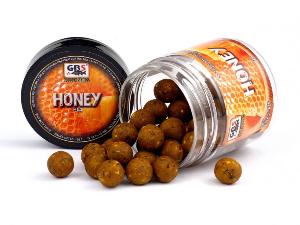 Бойлы тонущие GBS Baits Honey (Мед) 15мм 100гр