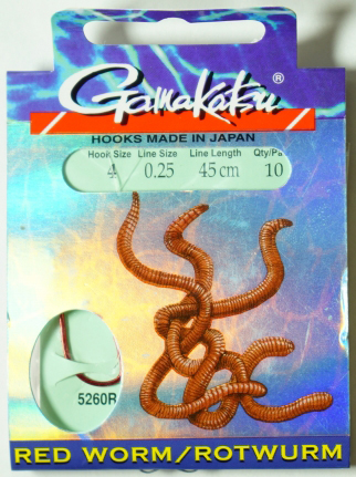 Крючки с поводком Gamakatsu BKD-5260B Red Worm №6 60см 0,22мм