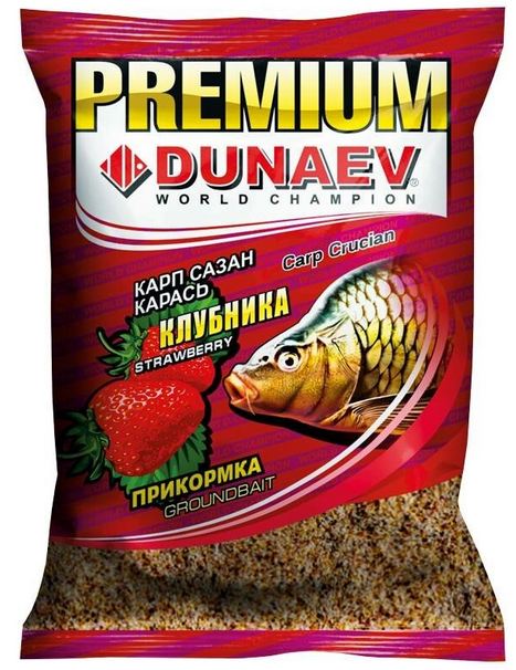 Прикормка DUNAEV Premium Карп, Сазан Клубника 1 кг