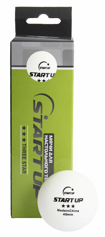 Шарик для настольного тенниса Start Up BA-01 3 Star 40+ Белый 3шт.