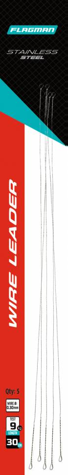 Поводок струна Flagman Wire Leader 0,30мм 30см 9кг 5шт