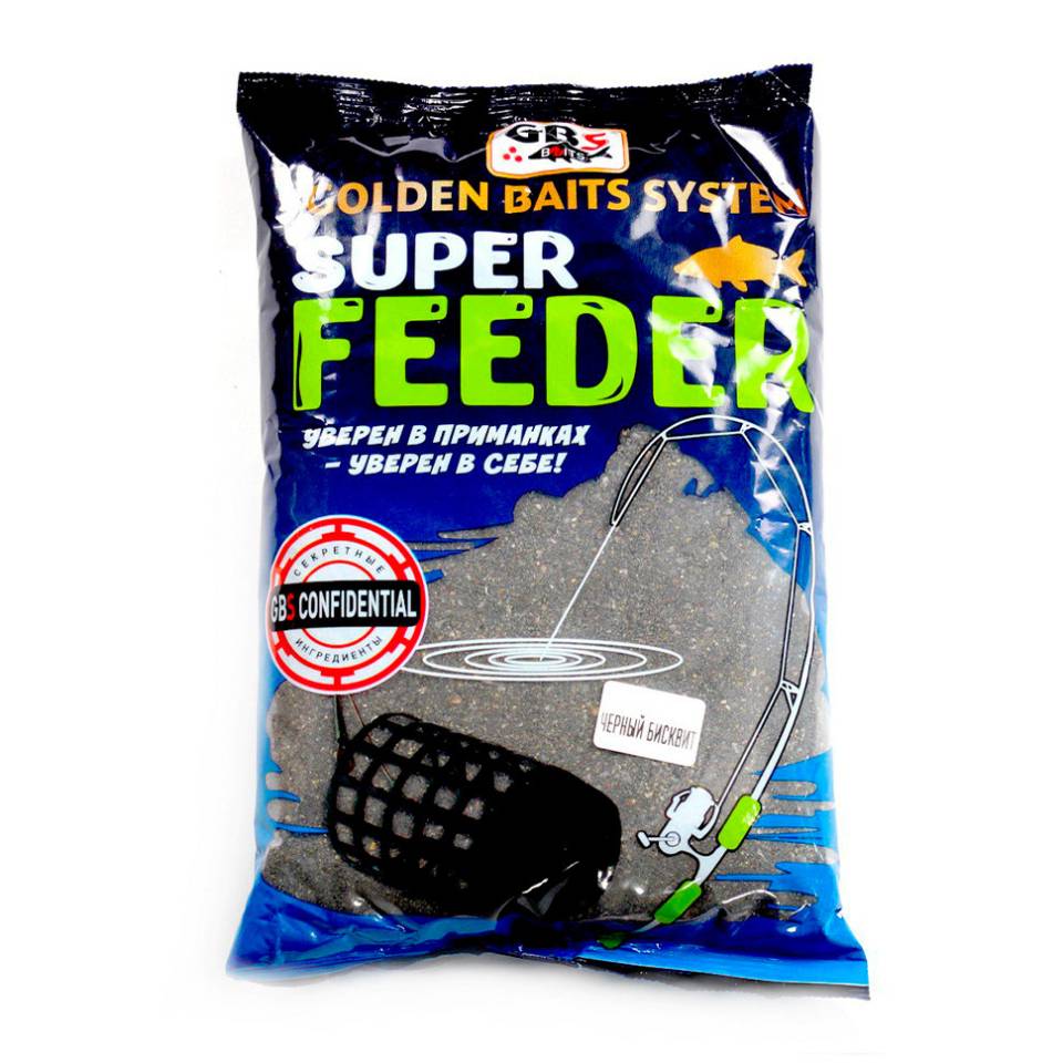 Прикормка GBS Baits Super Feeder Черный бисквит 1,0кг