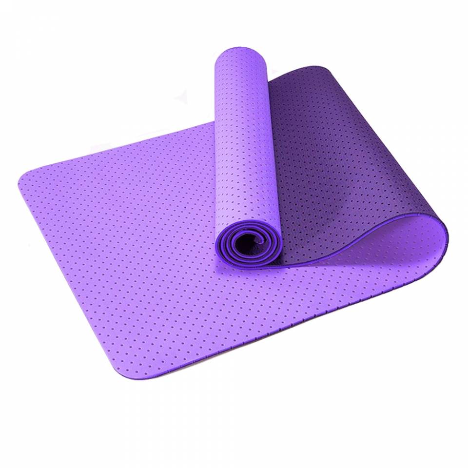 Коврик для йоги TPE 183х61х0,6 см фиолетовый-бордовый