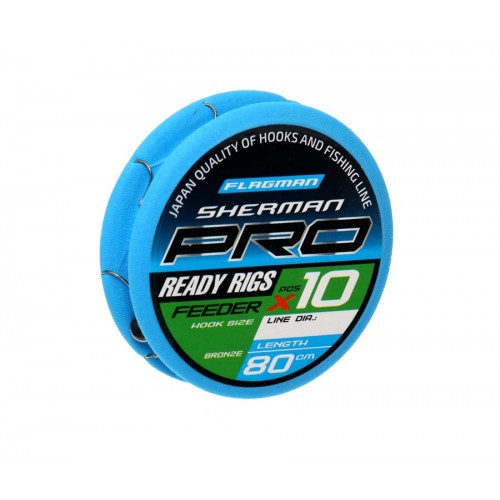 Крючки с поводком Flagman Sherman Pro Feeder Ready Rig №14 80см 0,128мм