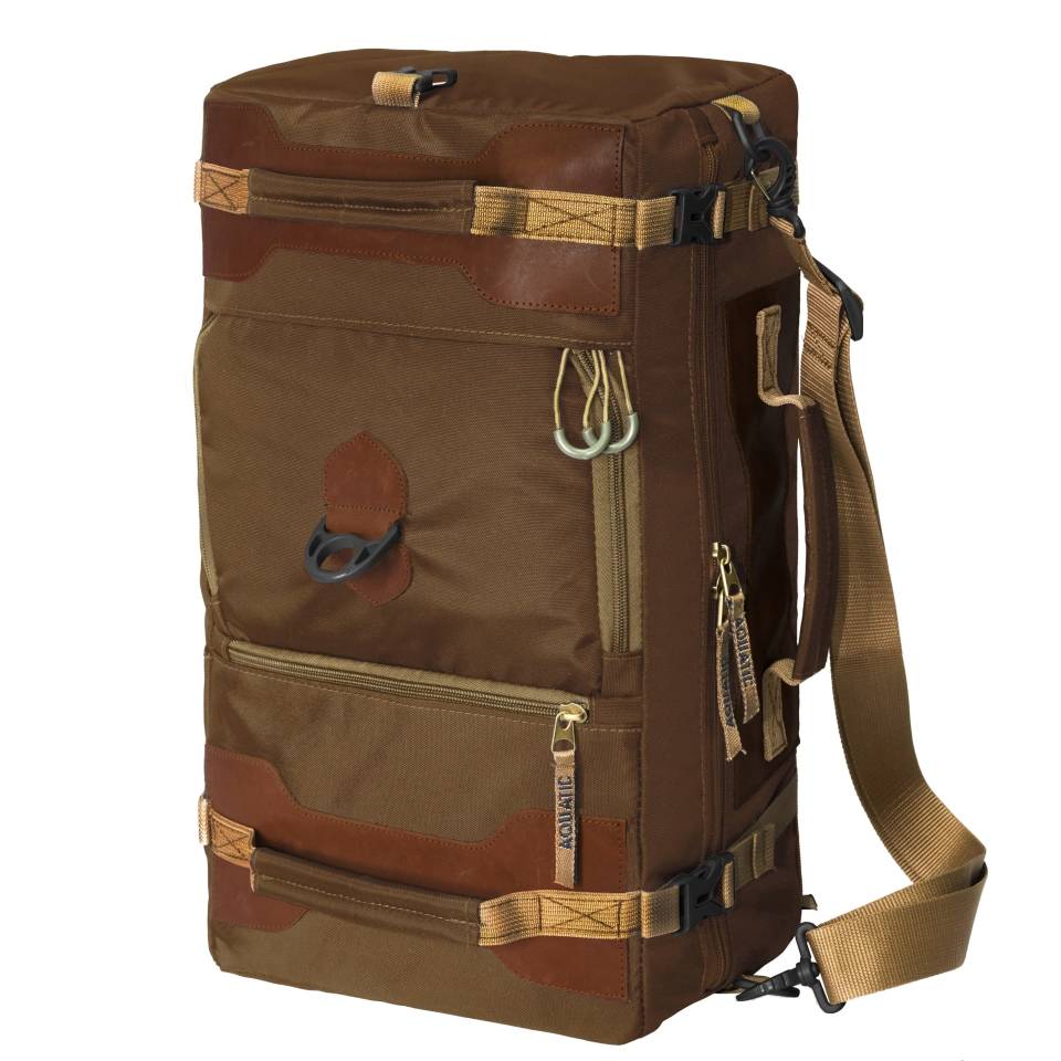 Сумка-рюкзак Aquatic с кожанными накладками коричневая