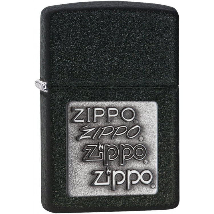 Зажигалка Zippo №363 Black Crackle Silver Zippo Logo