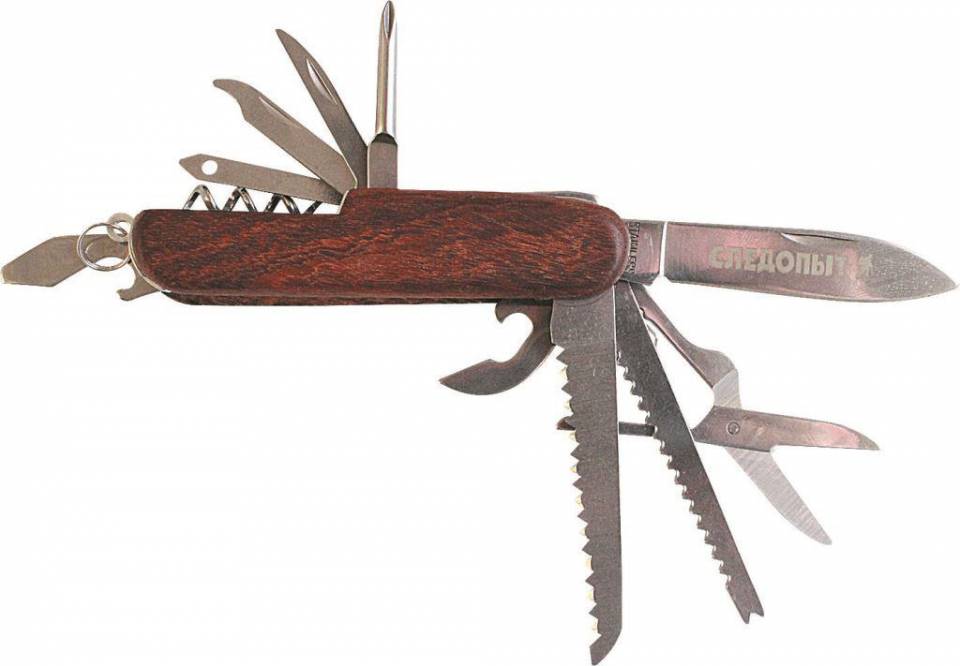 Мультитул Следопыт PF-MT-12 11 предметов, деревянная ручка