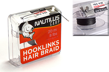 Поводковый материал Nautilus Hair Braid 20 м 8lb Pitch Black